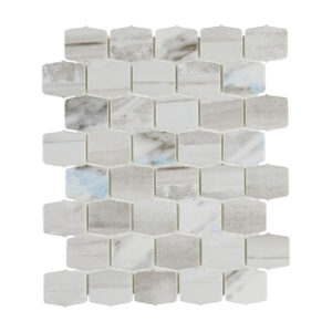 A white and gray tile pattern with a brick design.