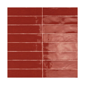 A red tile wall with some white lines