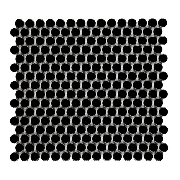 A black and white tile pattern with small circles.