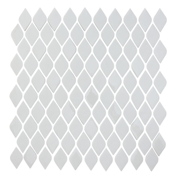 A white tile floor with a diamond pattern.