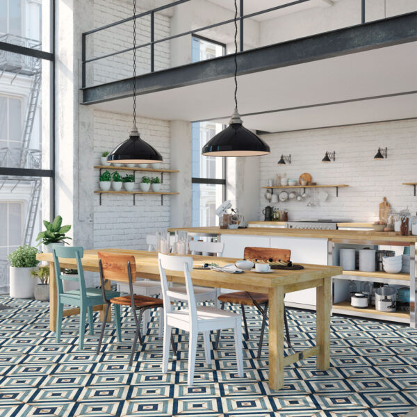 A dining room with a table and chairs in it