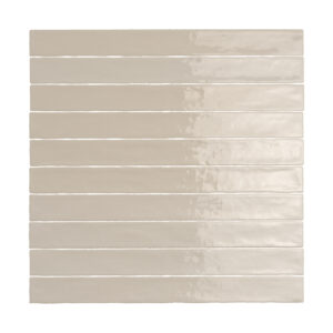 A white tile wall with some stripes on it