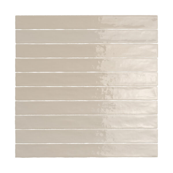 A white tile wall with some stripes on it