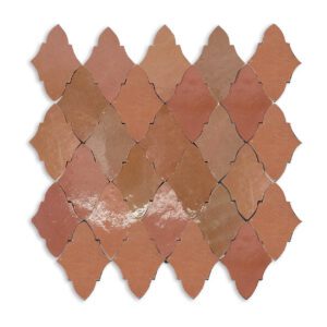 Terracotta arabesque mosaic tile sheet