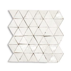 White triangular ceramic tile mosaic sheet