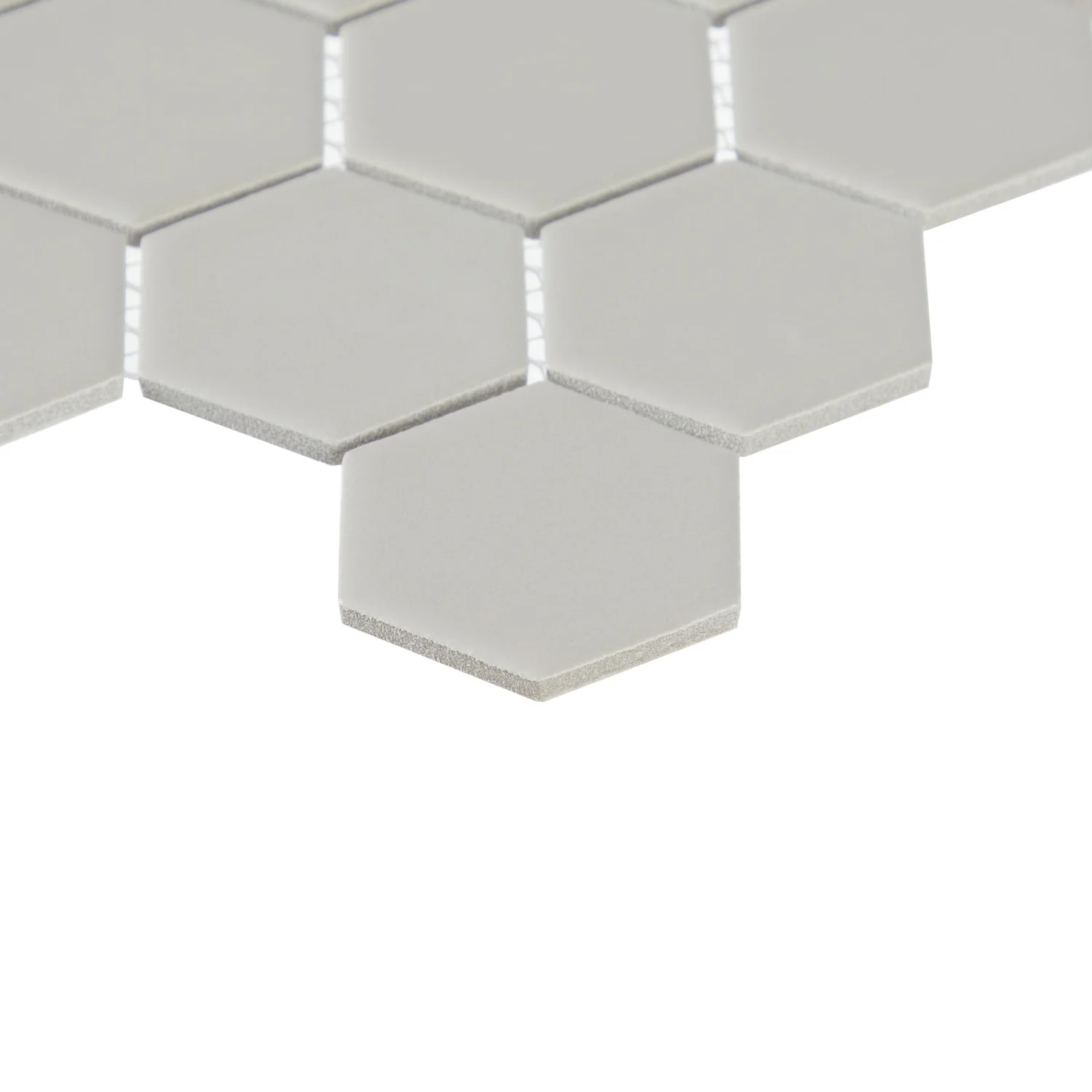 Basics Gray 2" Hex Matte Mosaic on 10.9"x12.7" Mesh-Mounted Sheet - Image 2