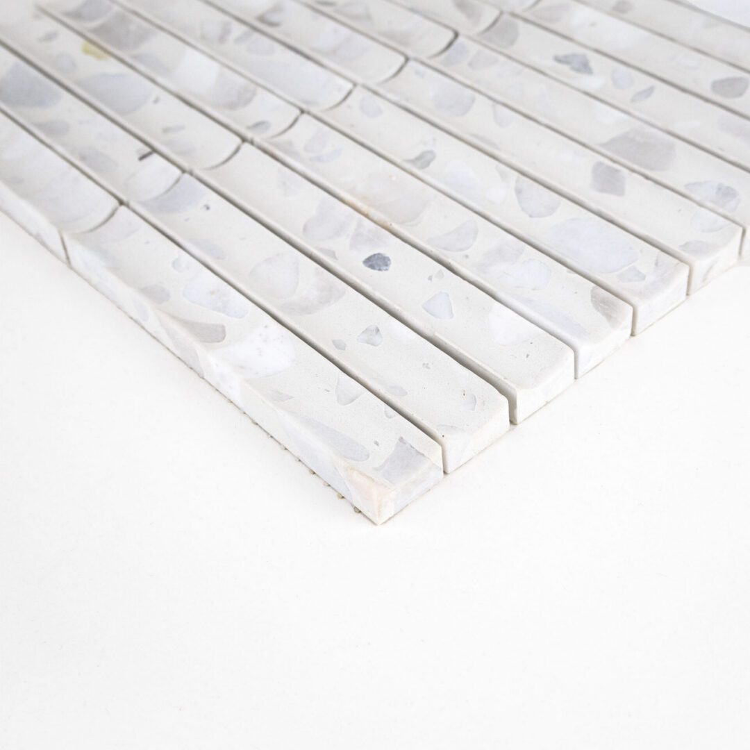 Terrazzo Studio Cloud Drift 1"x6" Fluted Terrazzo Mosaic on 11.73"x11.97" Mesh-Mounted Sheet - Image 2