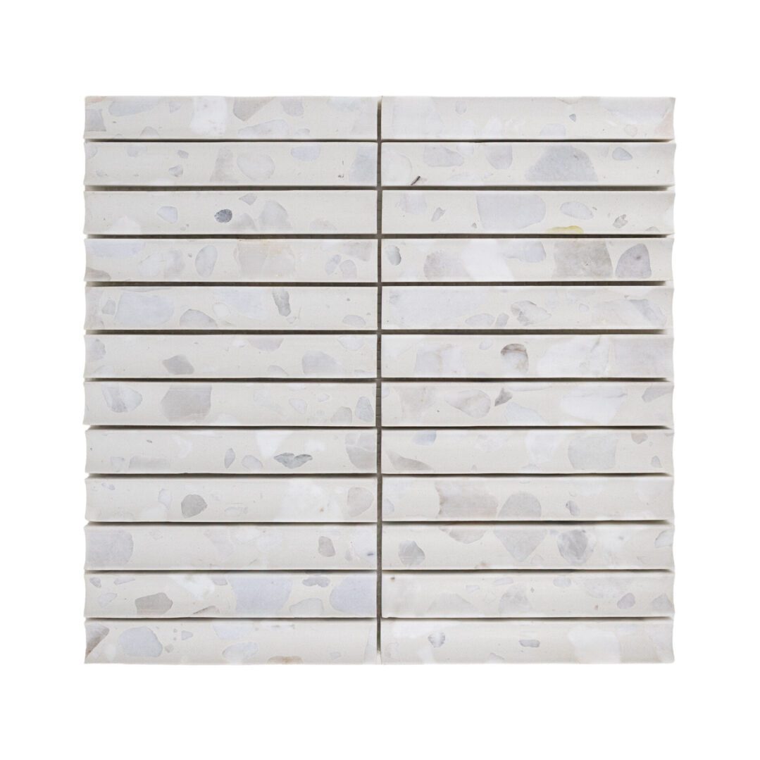 Terrazzo Studio Cloud Drift 1"x6" Fluted Terrazzo Mosaic on 11.73"x11.97" Mesh-Mounted Sheet