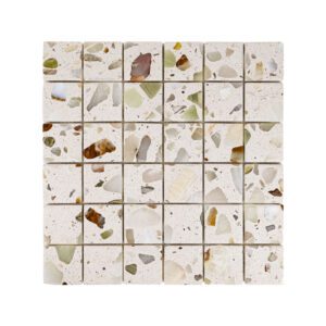 Terrazzo Studio Sunlit Sand 2x2 Terrazzo Mosaic on 11.81"x11.81" Mesh-Mounted Sheet