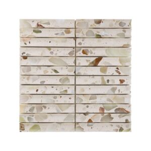 Terrazzo Studio Sunlit Sand 1"x6" Fluted Terrazzo Mosaic on 11.73"x11.97" Mesh-Mounted Sheet