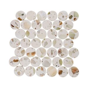 Terrazzo Studio Sunlit Sand Circles Terrazzo Mosaic on 11.81"x11.97" Mesh-Mounted Sheet