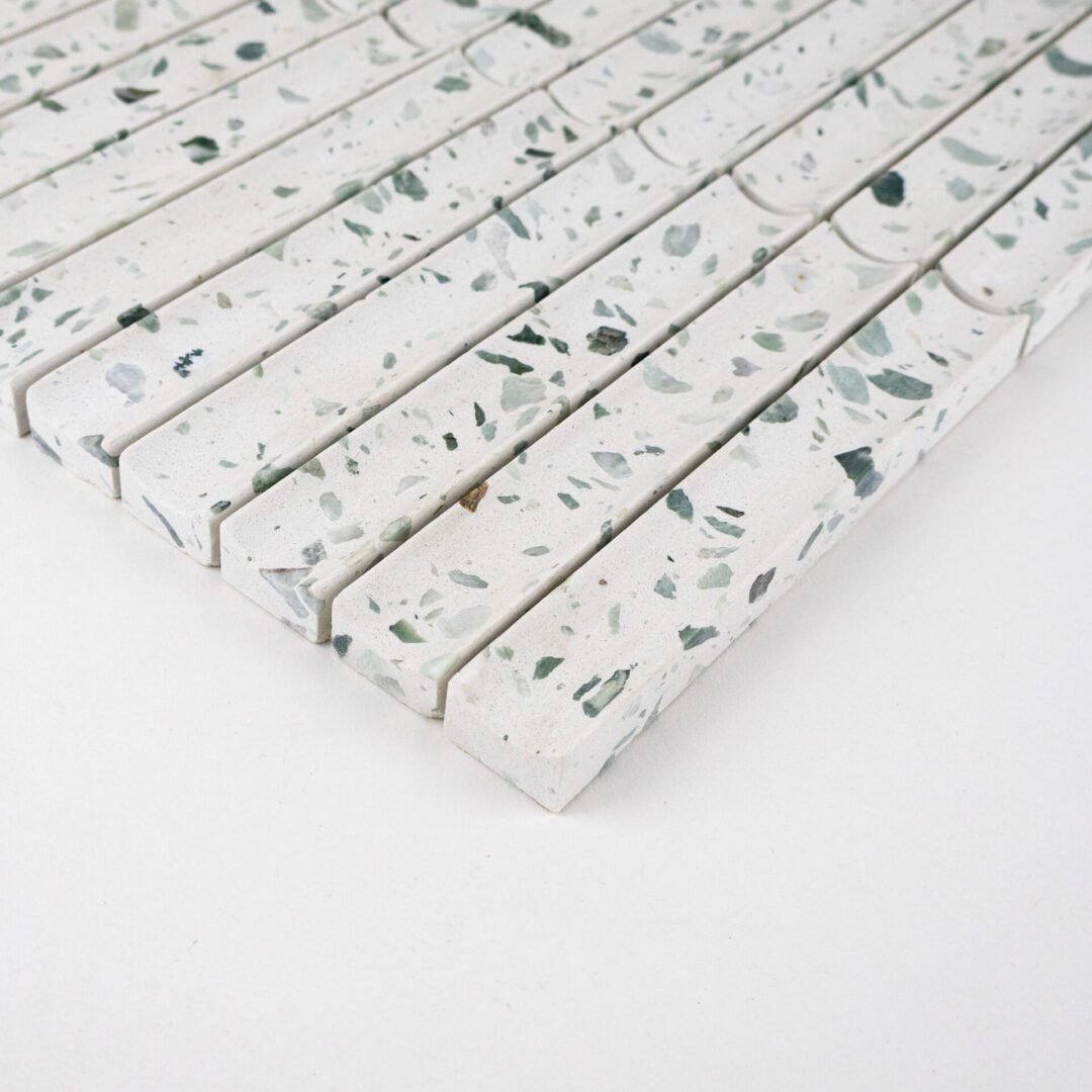 Terrazzo Studio Palm Picnic 1"x6" Fluted Terrazzo Mosaic on 11.73"x11.97" Mesh-Mounted Sheet - Image 2