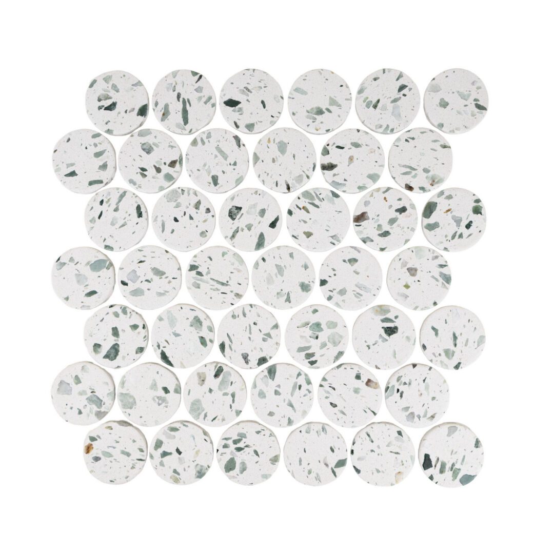 Terrazzo Studio Palm Picnic Circles Terrazzo Mosaic on 11.81"x11.97" Mesh-Mounted Sheet