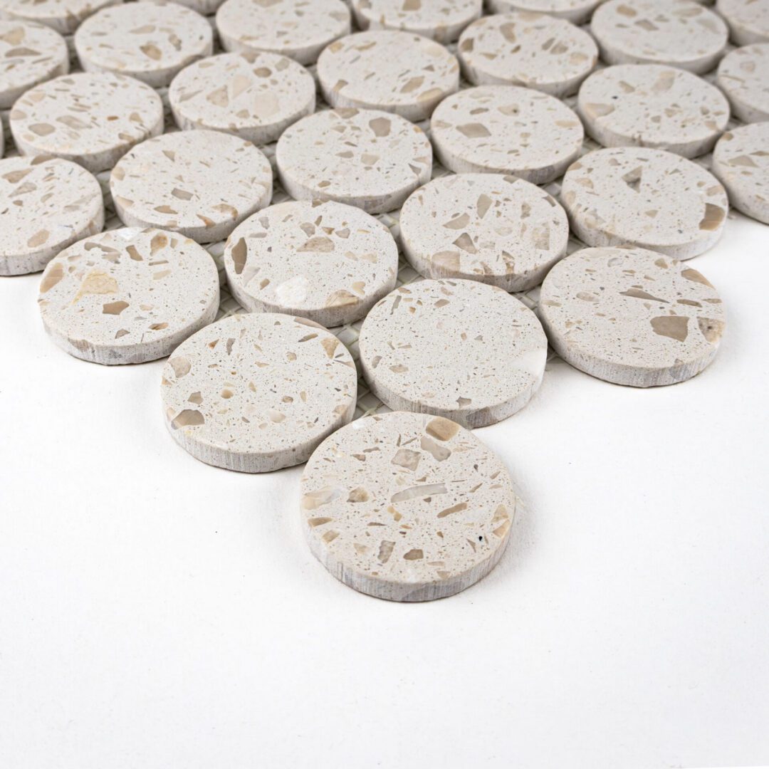 Terrazzo Studio Garden Glow Circles Terrazzo Mosaic on 11.81"x11.97" Mesh-Mounted Sheet - Image 2