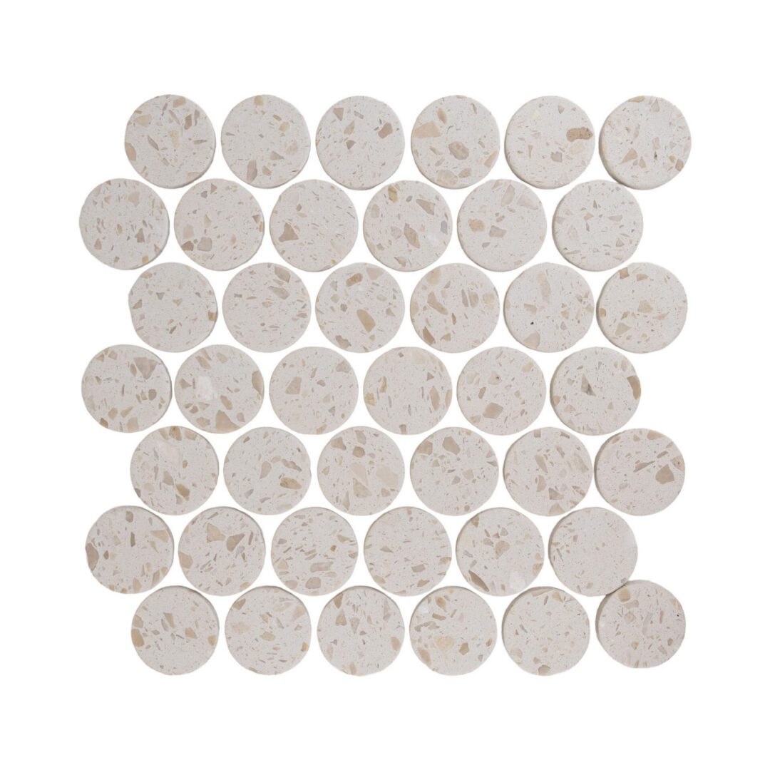 Terrazzo Studio Garden Glow Circles Terrazzo Mosaic on 11.81"x11.97" Mesh-Mounted Sheet
