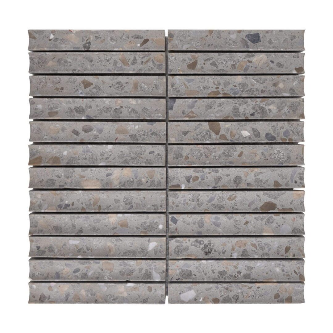Terrazzo Studio River Walk 1"x6" Fluted Terrazzo Mosaic on 11.73"x11.97" Mesh-Mounted Sheet