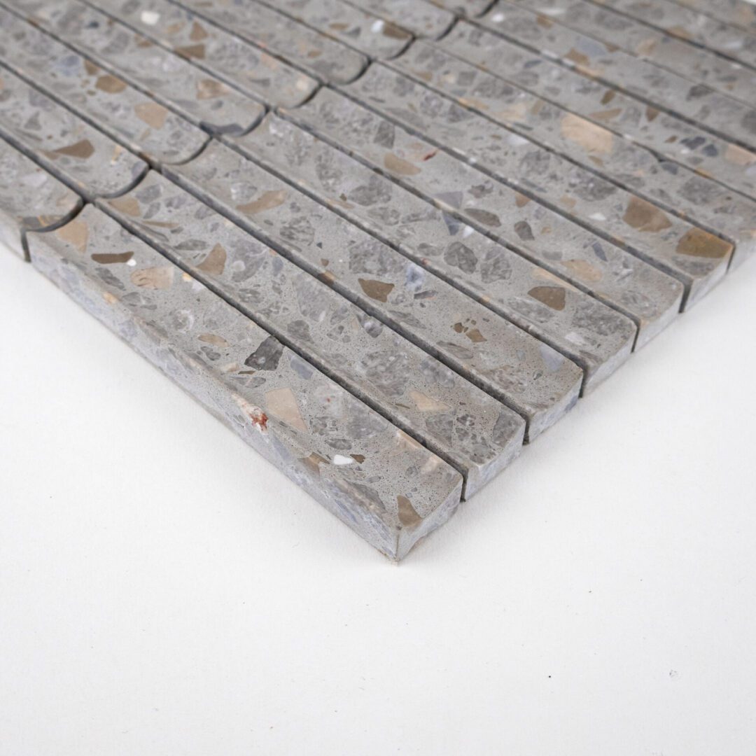 Terrazzo Studio River Walk 1"x6" Fluted Terrazzo Mosaic on 11.73"x11.97" Mesh-Mounted Sheet - Image 2