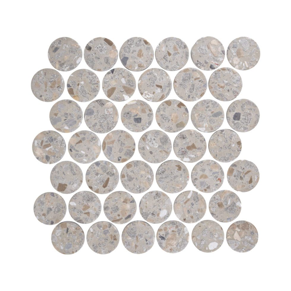 Terrazzo Studio River Walk Circles Terrazzo Mosaic on 11.81"x11.97" Mesh-Mounted Sheet