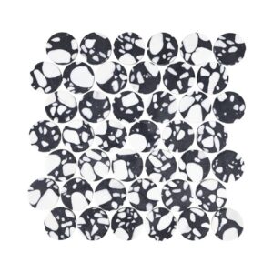 Terrazzo Studio Midnight Market Circles Terrazzo Mosaic on 11.81"x11.97" Mesh-Mounted Sheet